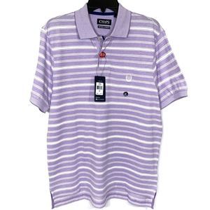 Chaps Classic Fit Cotton Mesh Purple Striped Polo Size M